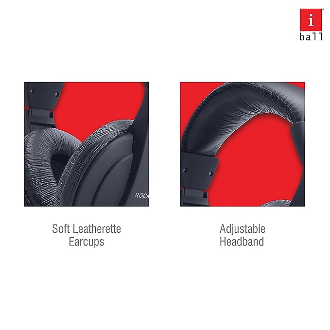 Iball Rocky Wired Over Ear Headphones with Mic (Black) Iball Rocky Wired Over Ear Headphones with Mic (Black)